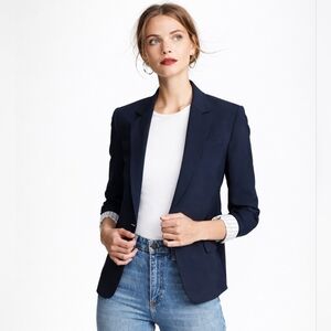 Theory Gabe Blazer Size 6 Navy Blue Jacket Wool Blend